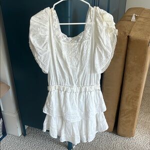 LoveShackFancy White Ruffled Lace Blouse